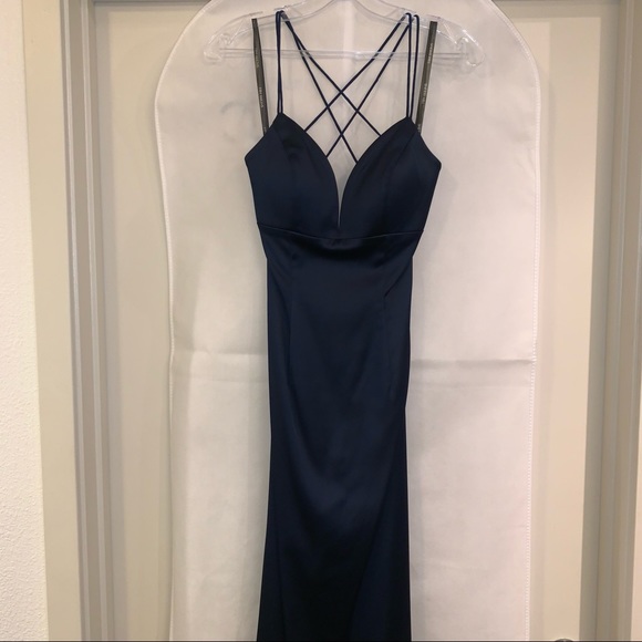 Sherri hill satin blue long dress - Picture 12 of 14